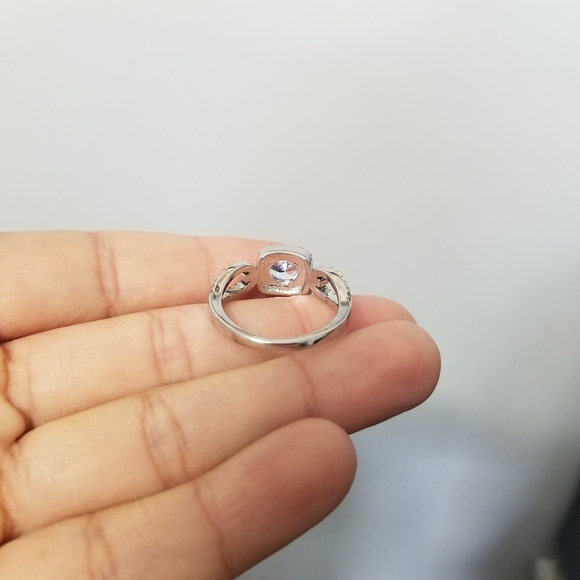 Womens Zircon Ring Set Inlaid Silver Plated Sz 9  Square Fashion Party R… - Picture 5 of 7